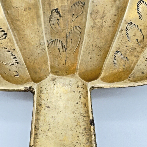 Vintage Solid Brass Leaf Trinket Dish Soap Catchall Candy Ashtray Footed 7" - Picture 3 of 8